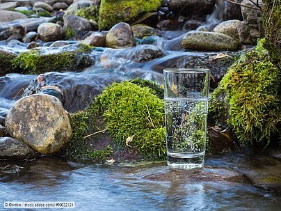 Trinkwasserglas in Bach